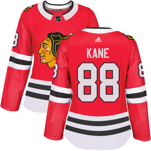 Adidas Blackhawks #88 Patrick Kane Red Home Authentic Women's Stitched NHL Jersey - Click Image to Close